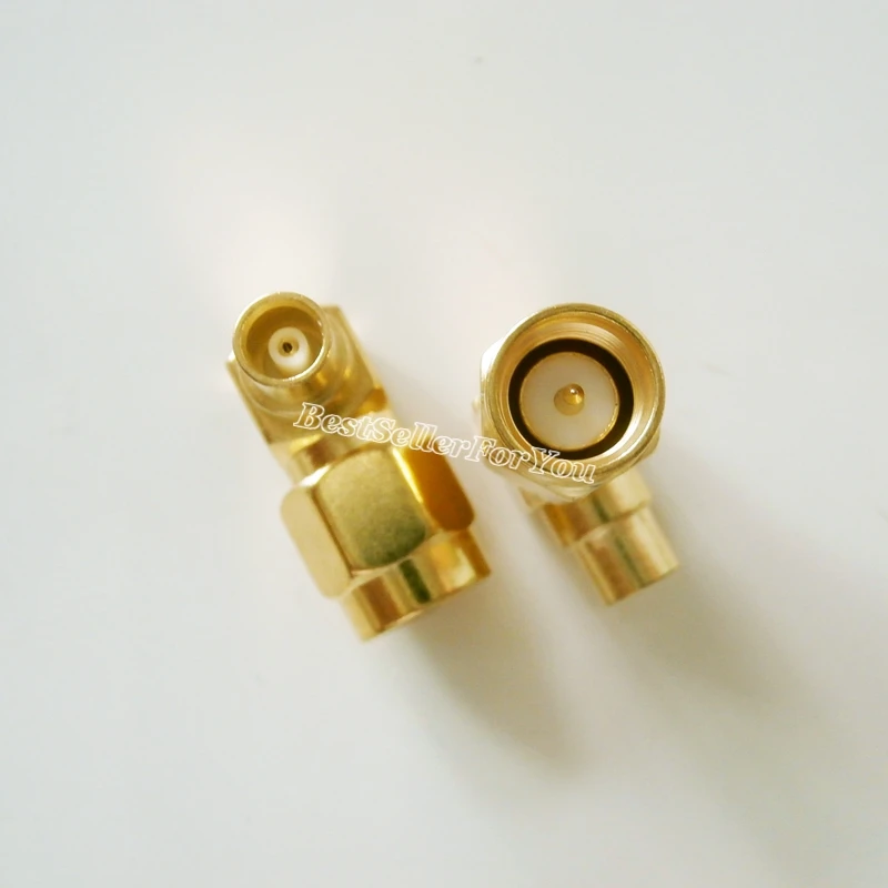 

1Pcs SMA Male Plug To MCX Female Right Angle 90 Degree Coaxial Adapter Connector Gloden