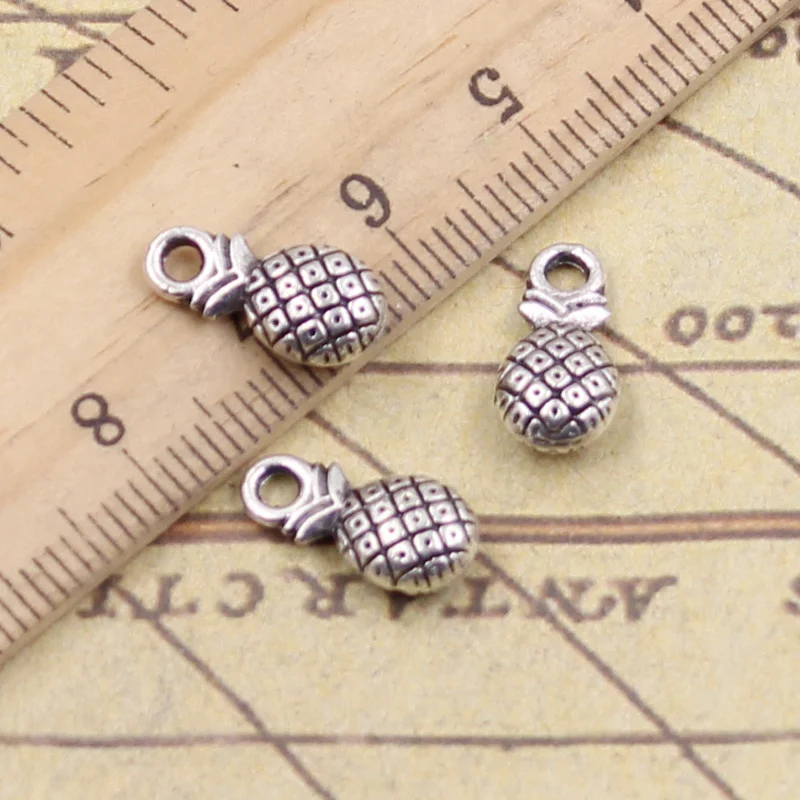 

40pcs Charms Bromeliaceae Ananas Pineapple 14x7mm Tibetan Silver Color Pendants Antique Jewelry Making DIY Handmade Craft