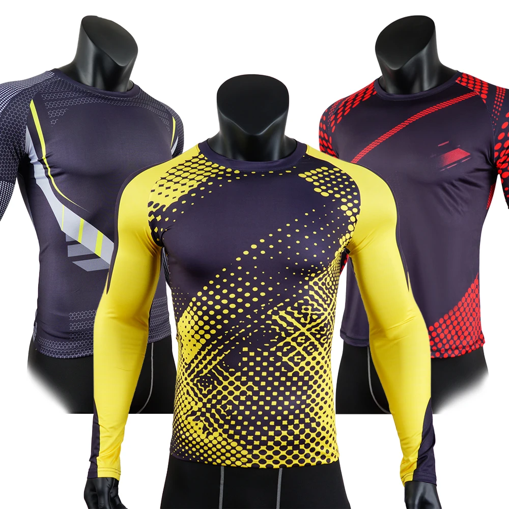 Мужская компрессионная футболка с длинным рукавом для тренажерного зала фитнеса