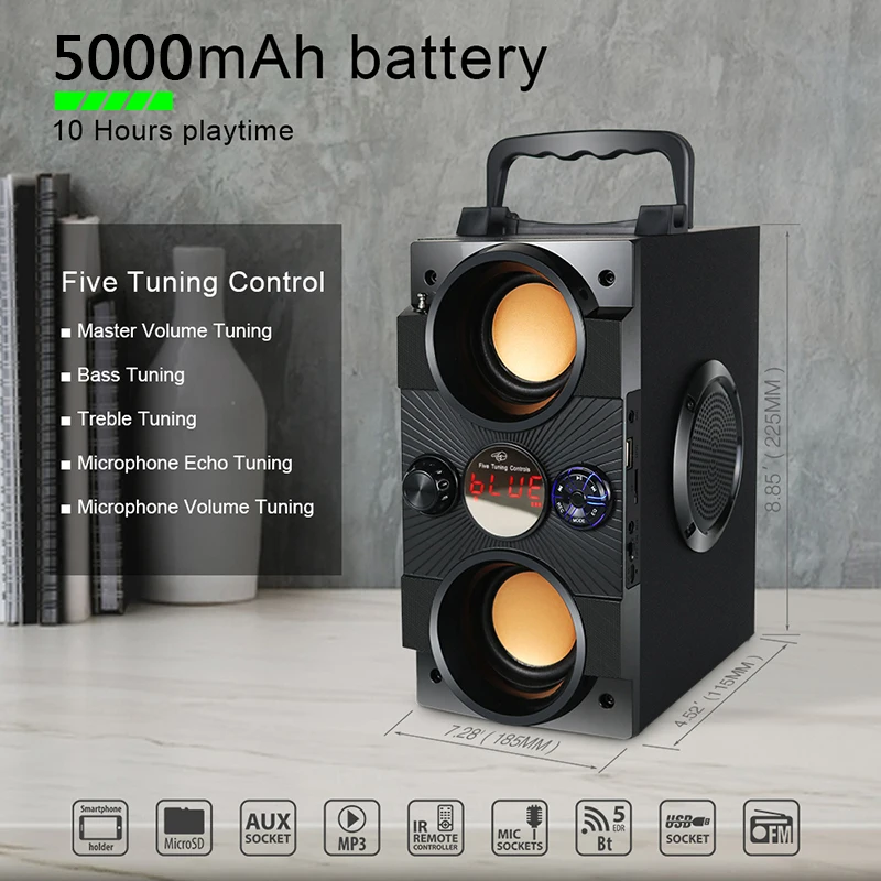 40w big power portable bluetooth speaker outdoor wireless subwoofer boombox column sound music center support aux tf fm radio free global shipping