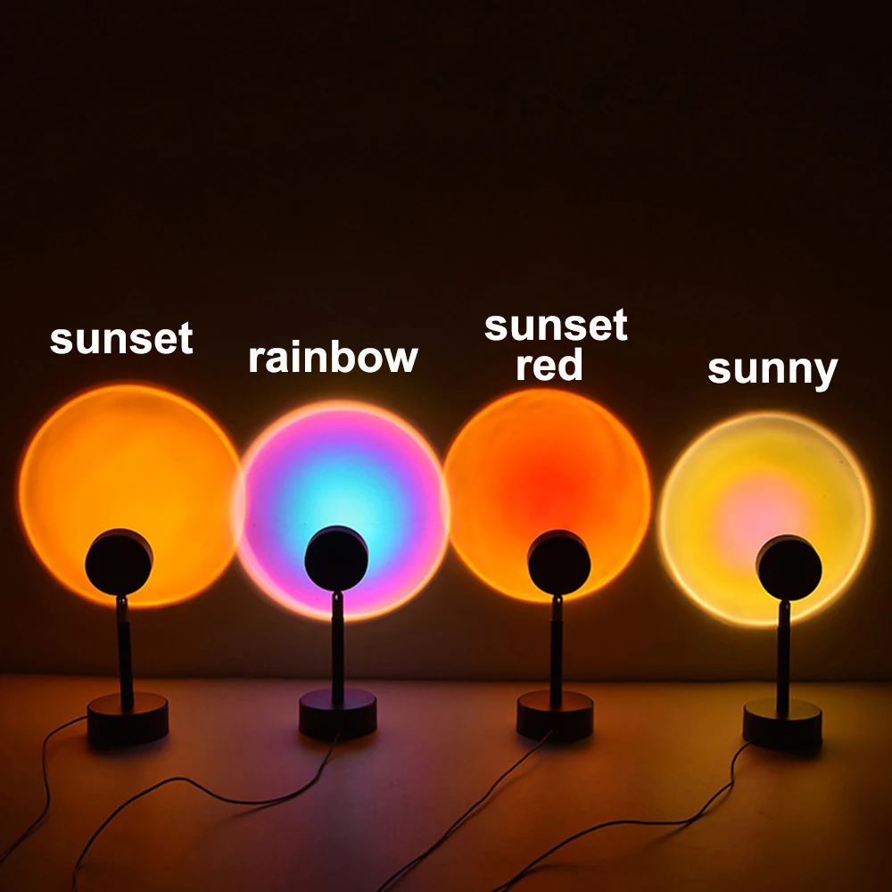 

Закат проекционной лампы Радуга атмосферу светодиодный ночной Светильник Кофе магазин проекционный светильник s Настольная лампа для Спал...