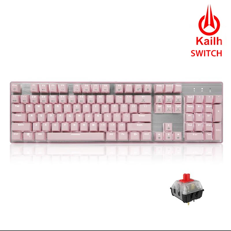 Red Switch-PINK Hexgeards GK706 Механическая игровая клавиатура kailh MX Синий переключатель 104 ключ Водонепроницаемость механическая клавиатура розовый - Цвет: Red Switch-PINK
