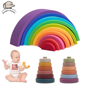 Silicone Rainbow Blocks For Children Rainbow Stacker Stacking Blocks
Toy Baby Constructor Montessori Games Educational Toys Gift