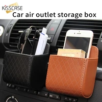 kisscase chic pu leather air vent outlet storage bag box mobile phone case under 6%e2%80%9c inch universal hanging box car accessories