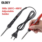 Электрический паяльник 908S, 80 Вт, ЖК-дисплей, паяльная станция с регулируемой температурой, паяльный инструмент, паяльная станция, термокарандаш, США, ЕС