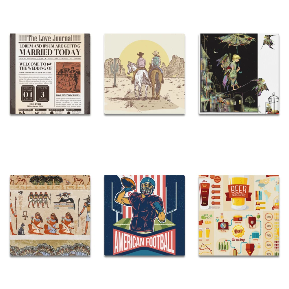 

16*16'' Vintage Wall Art pictures American Style Vogue Figure Poster Prints Canvas Painting Women Posters Decorative Picture