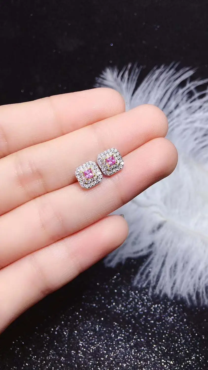 Серьги с розовым сапфировым сапфиром из натуральной Шри Ланки Романтичный
