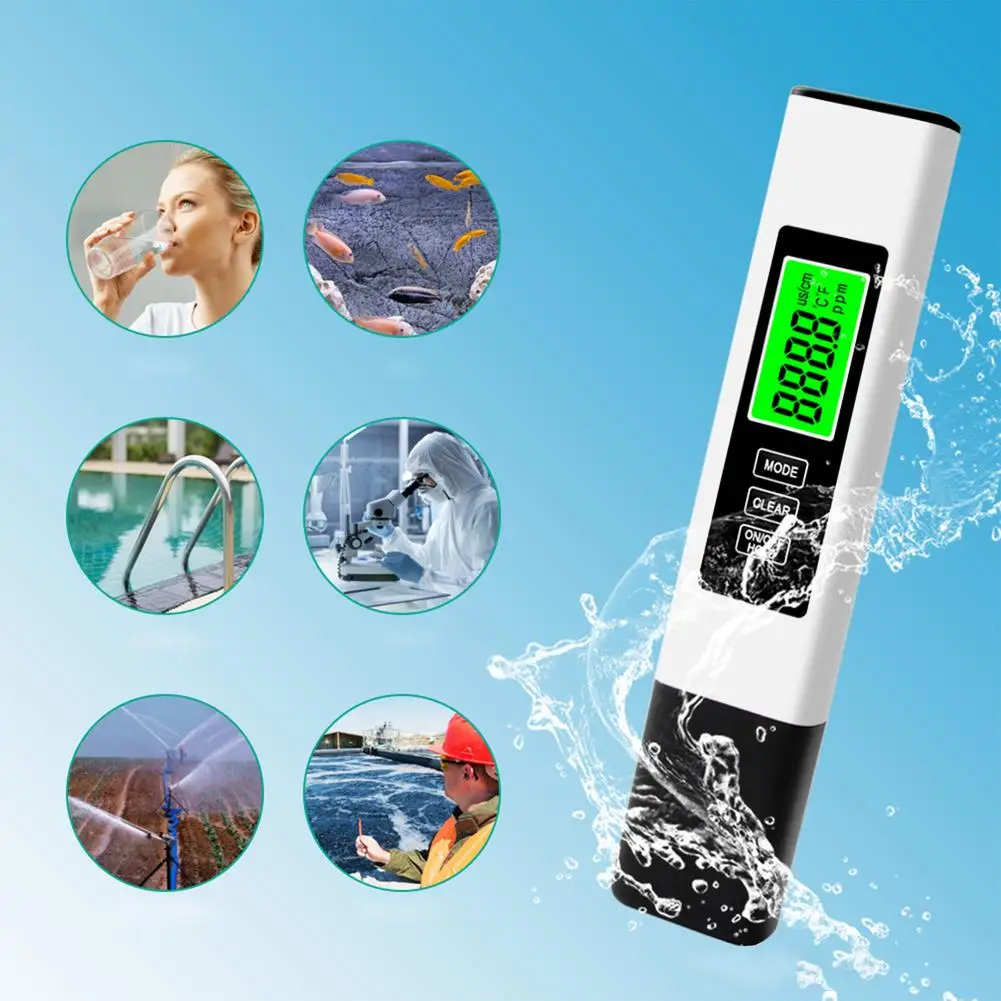 

3 In 1 TDS/TEMP/EC Tester Digital TDS Meter Water Quality Monitor Water Purity Test Tool Ppm 0-9999 Backlight Detection Pen Tool