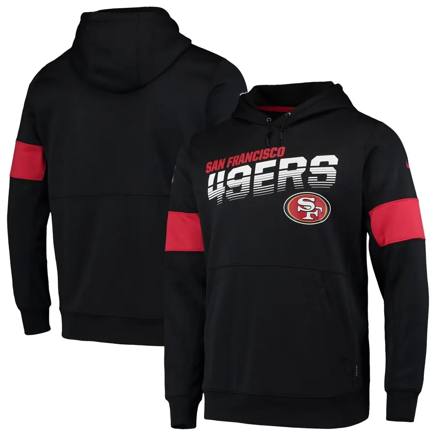 

2021 San Francisco MEN football Sweatshirt 49ers 100th Sideline Team Logo Performance sweatshirts Pullover man Black Hoodie