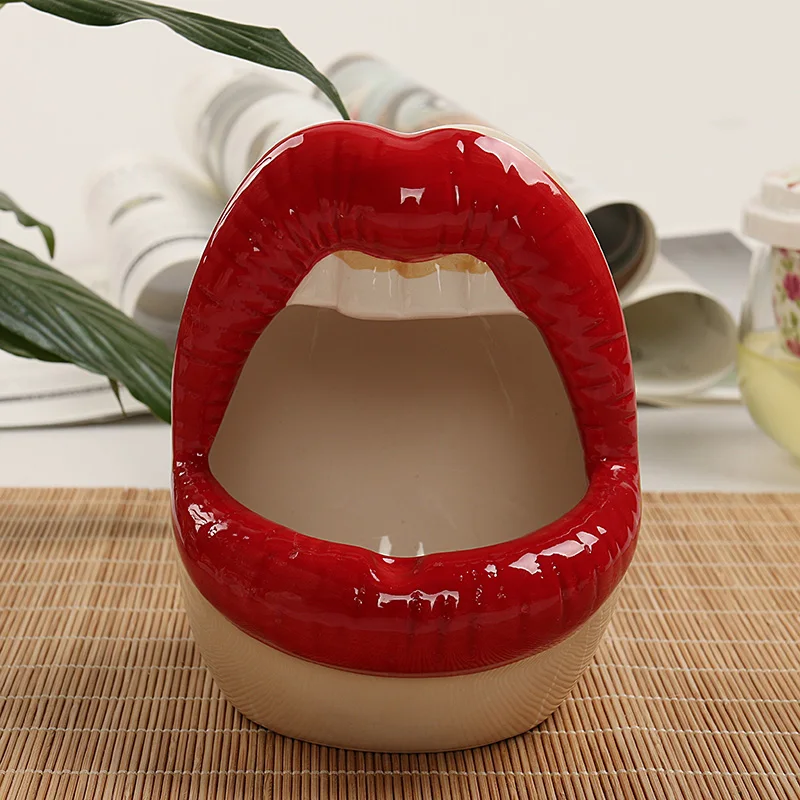 

Cute Cartoon Ashtray Lips Ceramic Ashtray Creative Flower Pot Trendy Mouth Fashion Home Mini Send Boyfriend Gift