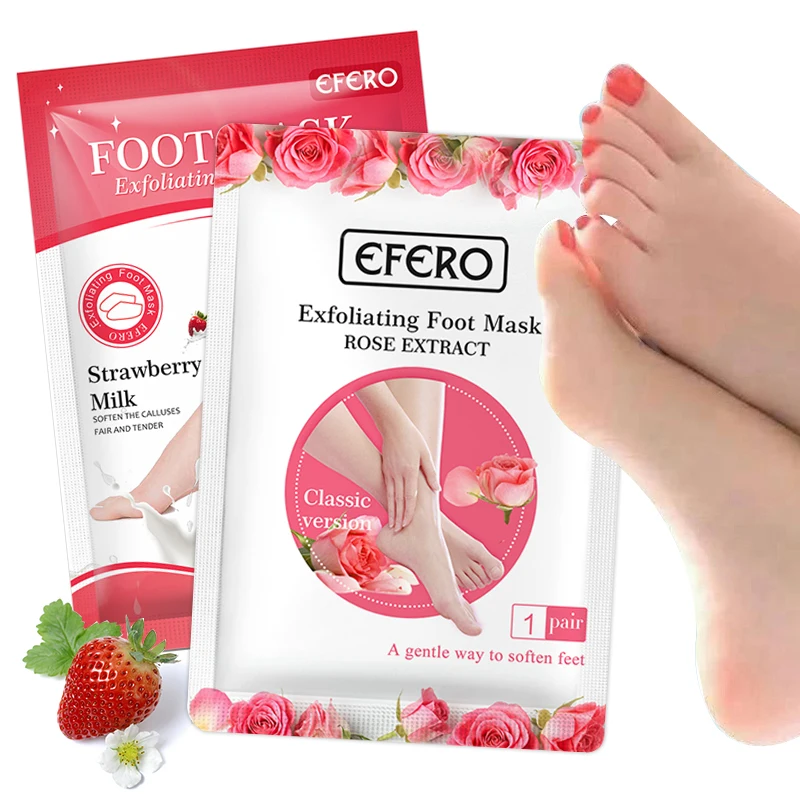 

EFERO 2Packs Exfoliation Feet Mask Remove Dead Skin Heels Foot Mask Exfoliating Pedicure Socks Whitening Foot Peeling Mask