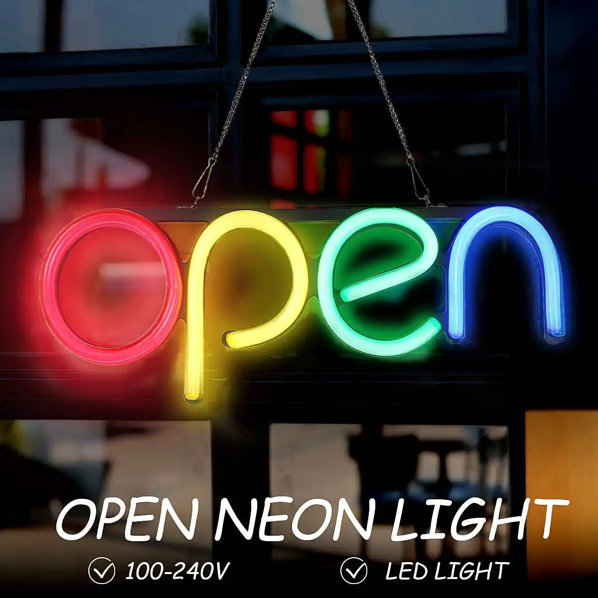 

OPEN LED Neon Light Sign Tube Handmade Visual Artwork Bar Pub Club Wall Decor