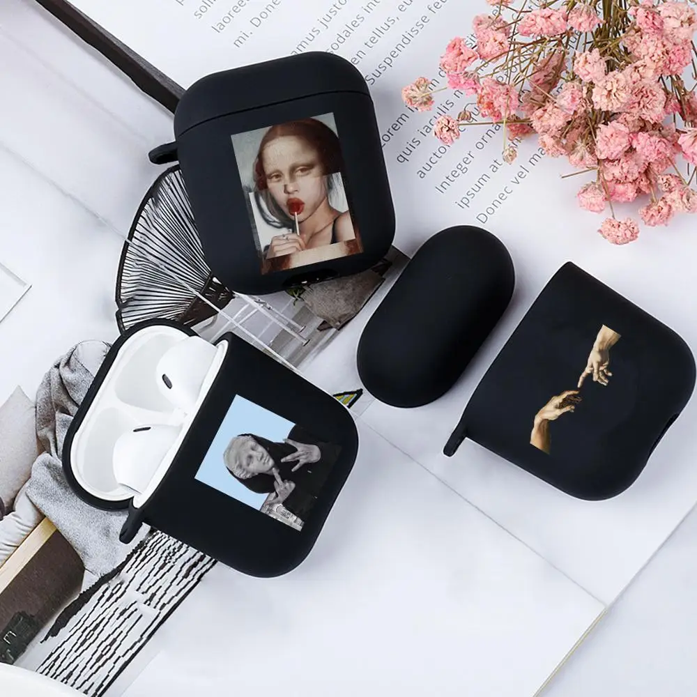 Чехол-накладка для Apple Airpods 1/2/3 Pro мягкий с изображением мультяшной статуи