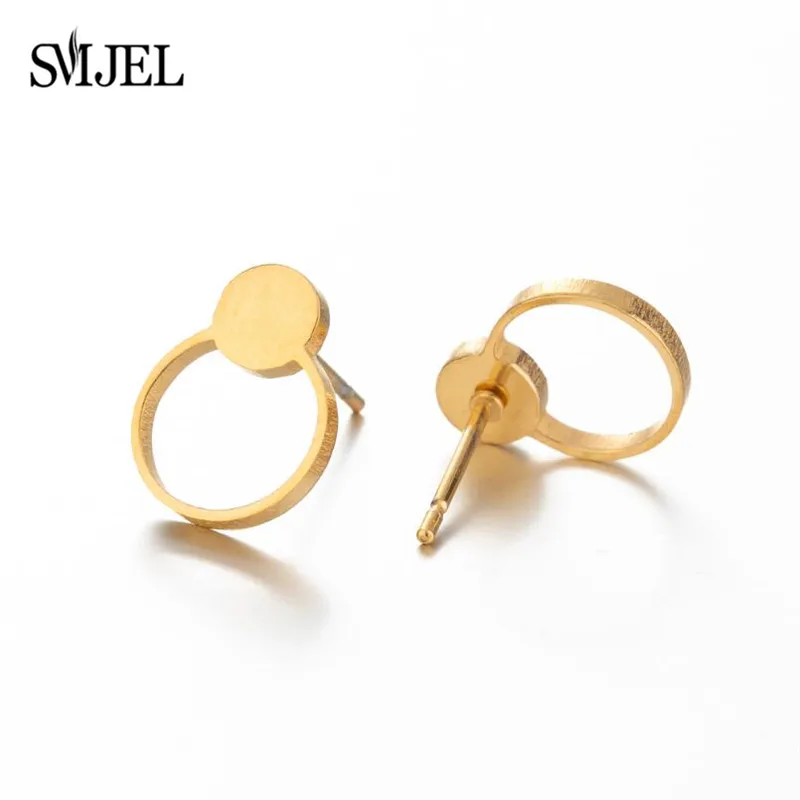 

Black Stainless Steel Double Circle Stud Earrings for Women Trendy Punk Ball Round Geometric Earring Moon Jewelry Studs Brincos