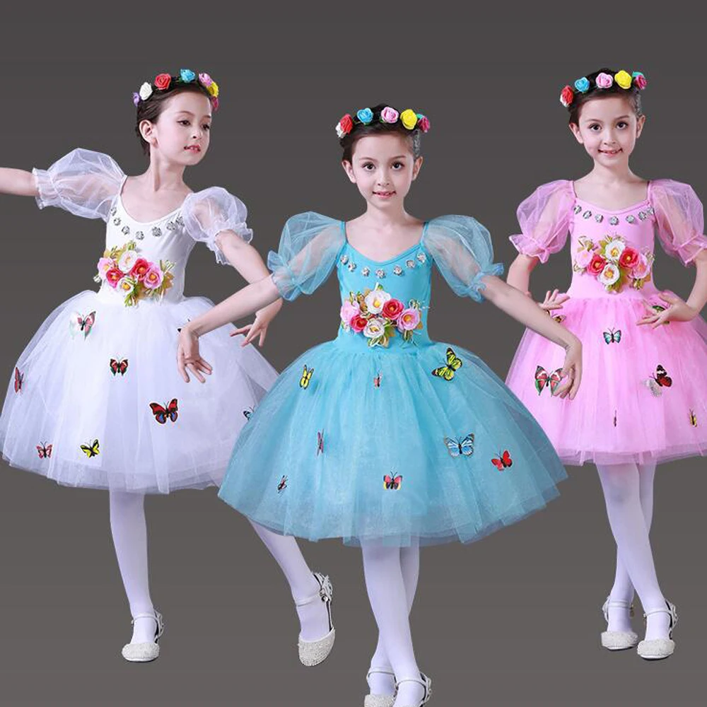 Детская романтическая пачка платье костюмы детское балетное длинное