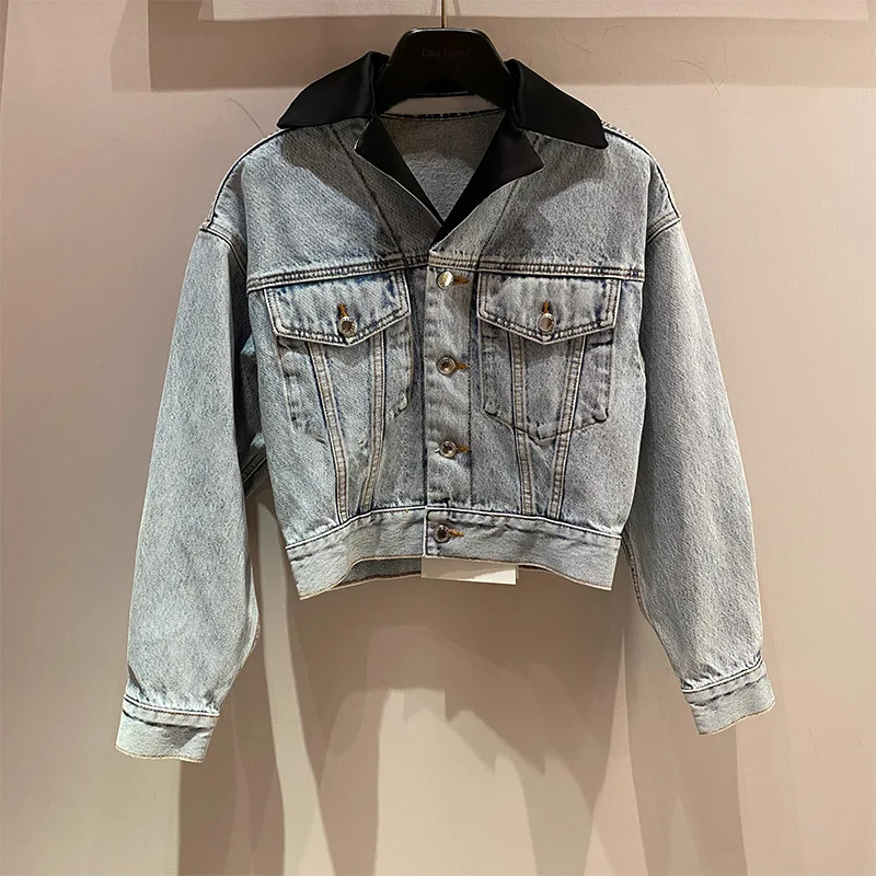 

2021 New Autumn Fashion Female Outwear Loose High Quality Women Coat Cotton Blue Casual Elegant Ladies Overcoat T1022