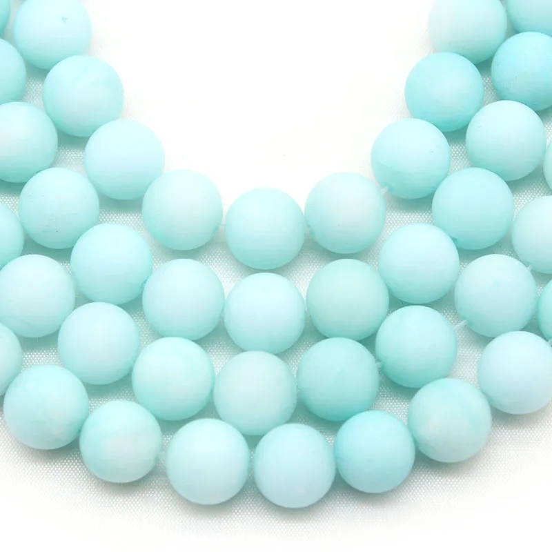 

Natural Stones Matte Frosted Blue River Amazonite Beads 6 8 10 12 mm Loose Round Beads for Jewelry Making Bracelet Necklace DIY