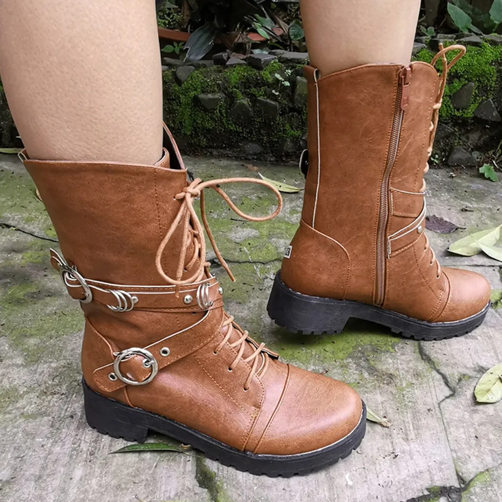 Модные зимние ботинки Женские однотонные повседневные Ботинки Martin на квадратном