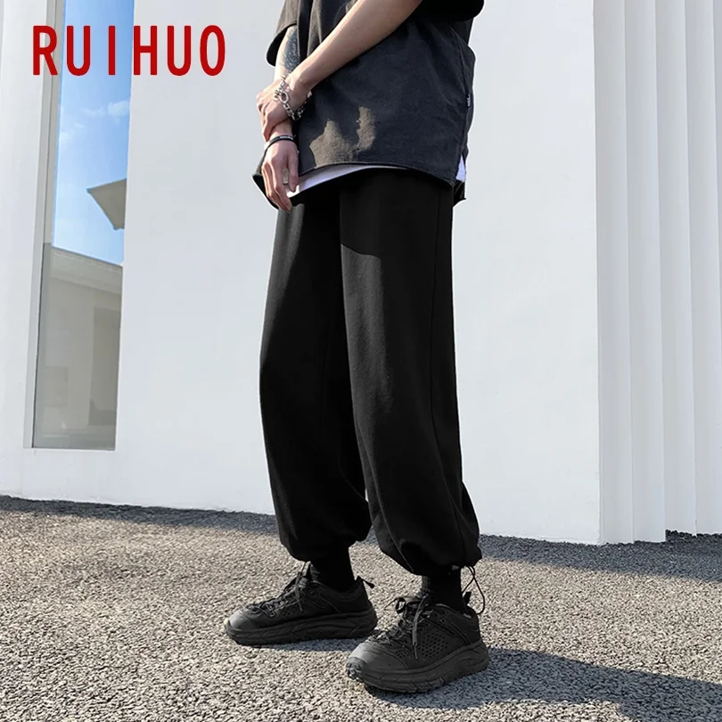 

RUIHUO Casual Men's Pants Harajuku Men Clothing Ankle-Length Harem Pants Men Korean Style Streetwear Trousers 3XL 2021