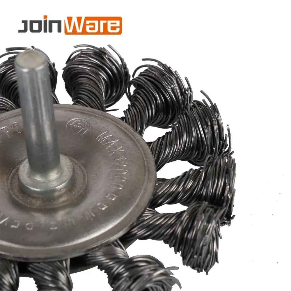 

3 Inch Knotted Twisted Wire Wheel with 1/4 Inch Shank Heavy Duty Knotted Twisted Wire Wheel