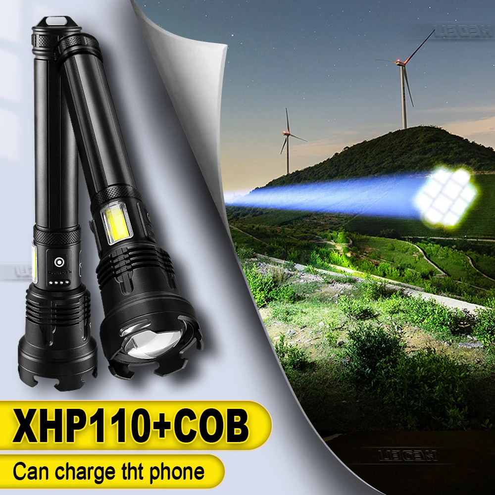 700000 лм XHP110 мощная светодиодная вспышка светильник 18650 Перезаряжаемый usb фонарь