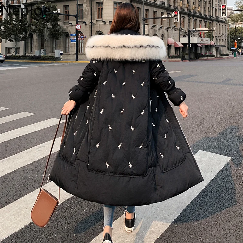 Neploe Bf Abrigos Mujer Inverno Толстое Зимнее пальто для женщин темперамент макси свободные тонкие вышитые Casaco Feminino 46374