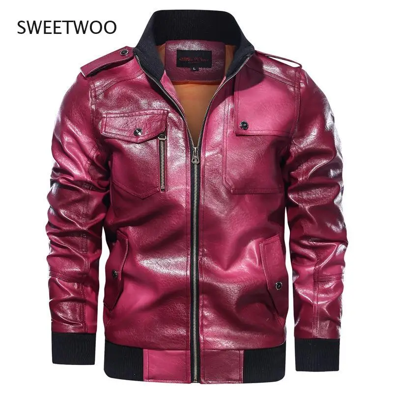 

Men's sports thickened fleece jacket thickened motor zipper leather jacket 5XL size 2021 autumn and winter