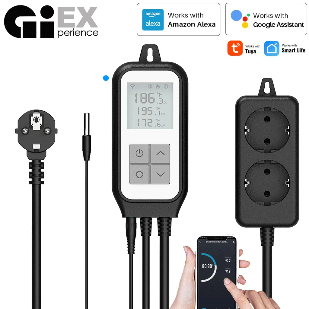 Контроллер температуры с Wi-Fi умная розетка для ЕС и США зондом цифровой