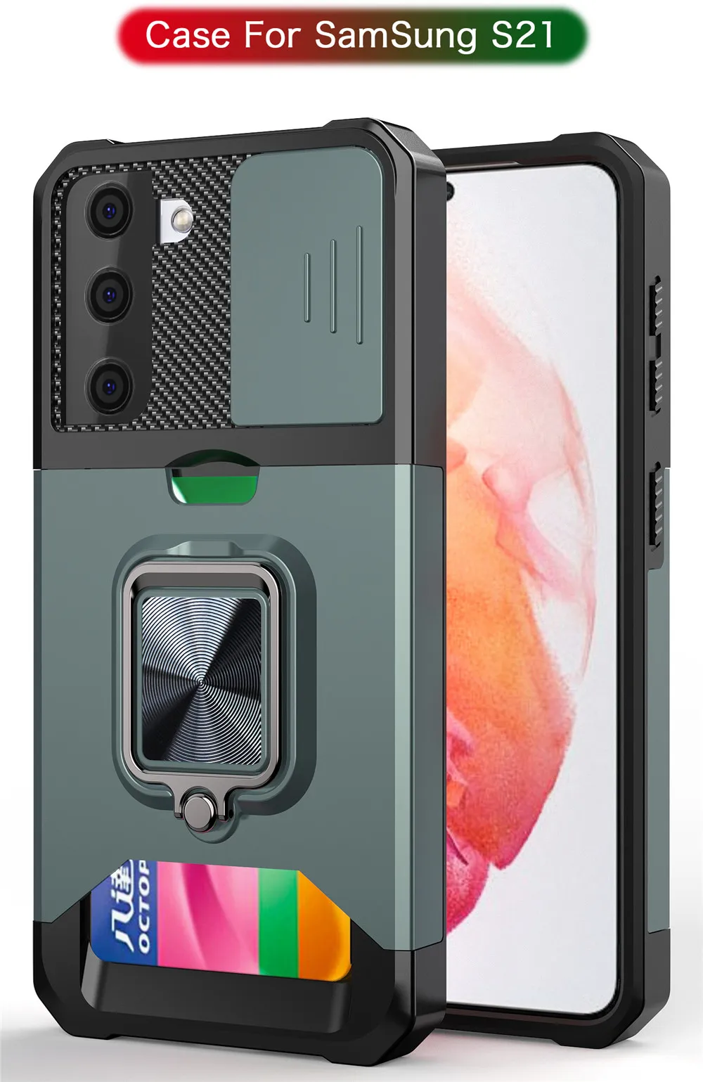 

Silder Window Camera Protective Case For Samsung Galaxy S21 / Plus / Ultra 5G Magnetic Ring Capa Case for Samsung S21 5G Coque