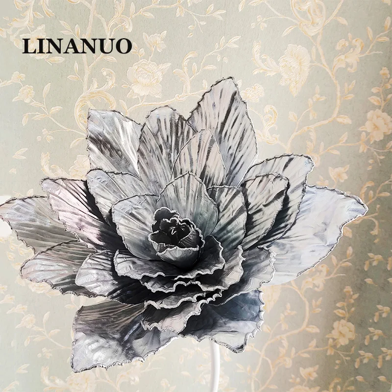 

Gold Large Artificial Orchid Flower Head Fake Flower For Home Party Event Wedding Background Decoration Arch Decor Flower Crafts