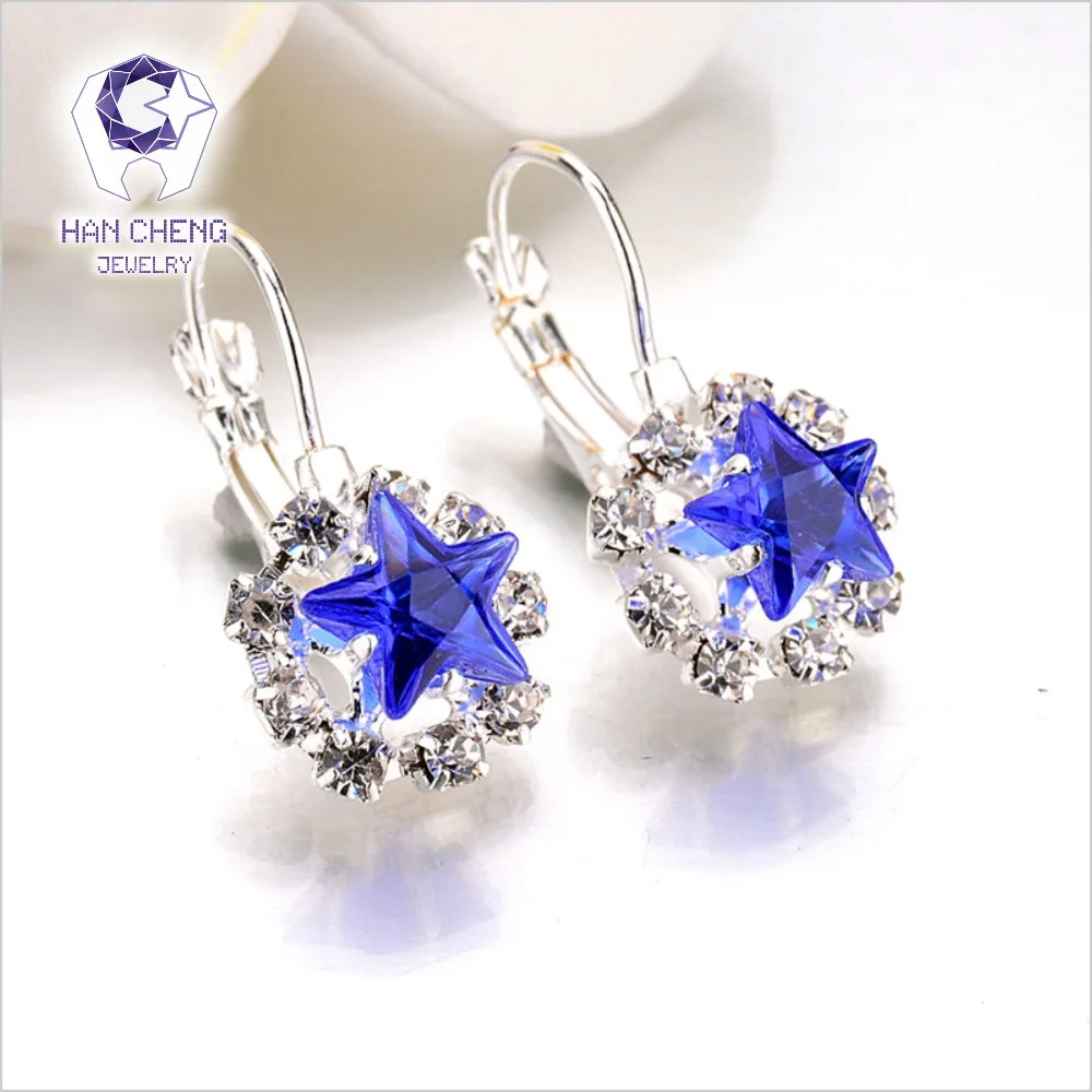 

New Fashion Luxury Romantic Rhinestone Lace Star Created Crystal Stud Earrings For Women Jewelry brincos Bijoux