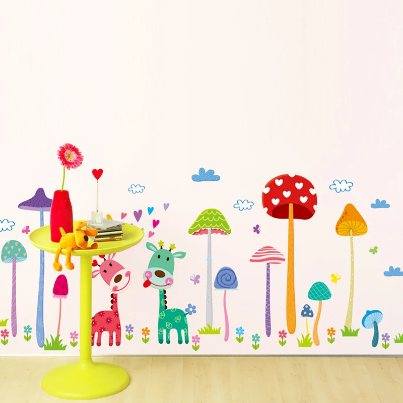Мультяшный гриб наклейка на стену для детской комнаты сделай сам съемный
