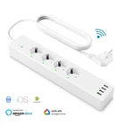 4 евророзетки, электрическая розетка с USB, Wi-Fi, смарт-удлинитель, стабилизатор напряжения, Голосовое управление с помощью Alexa Google Home
