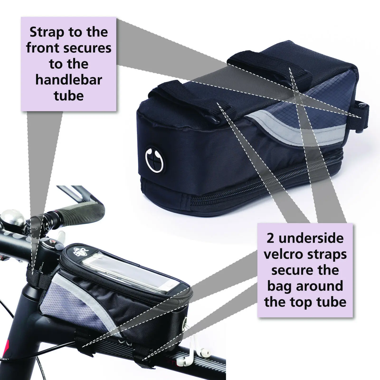 PU Material Waterproof Bicycle Bag Bike Frame Top Tube Touch Screen for Moilbe Phone Moutain Road | Спорт и развлечения