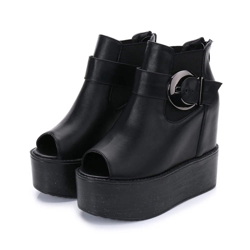 

2021 spring new slope heel inner increase fish mouth sandals women's platform shoes platform shoes platform high-heeled sandals