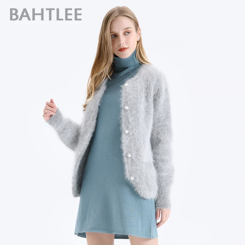BAHTLEE осенне-зимние женские короткие кардиганы из ангоры свитер шерстяное вязаное