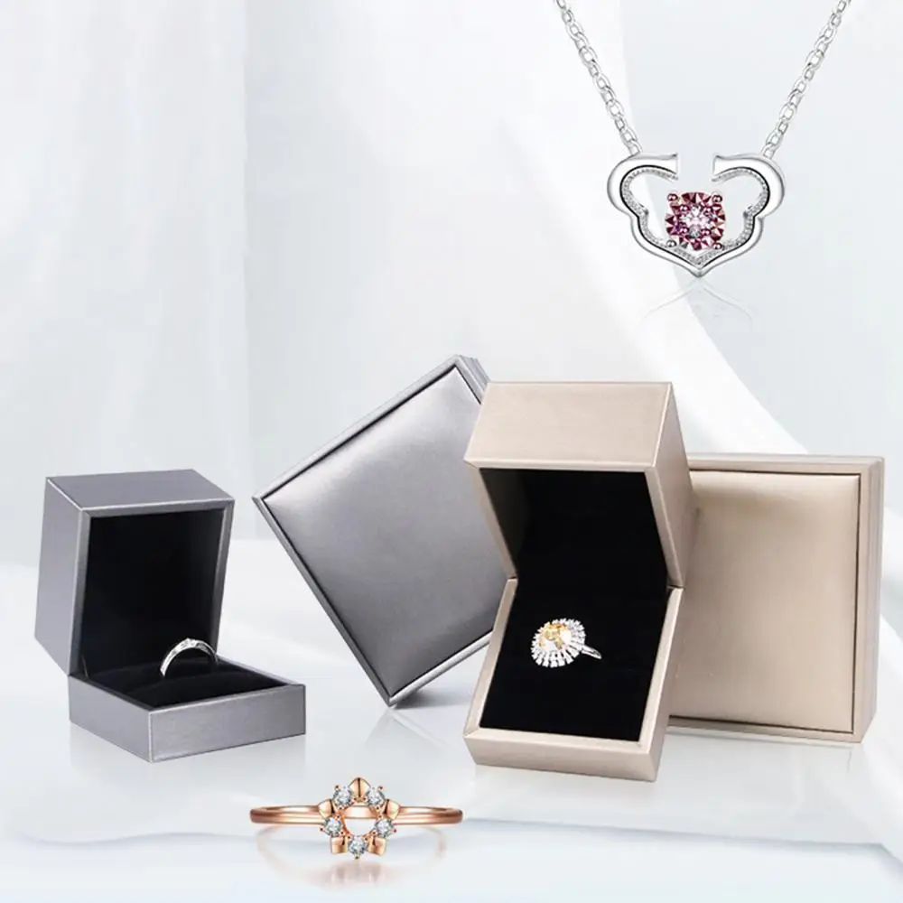 

HOT SALES！！！New Arrival Faux Leather Pendant Ring Display Box Bracelet Necklace Jewelry Storage Case Wholesale Dropshipping
