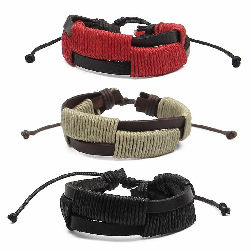 Мужской плетеный браслет ручной работы MINHIN из искусственной кожи в стиле панк |