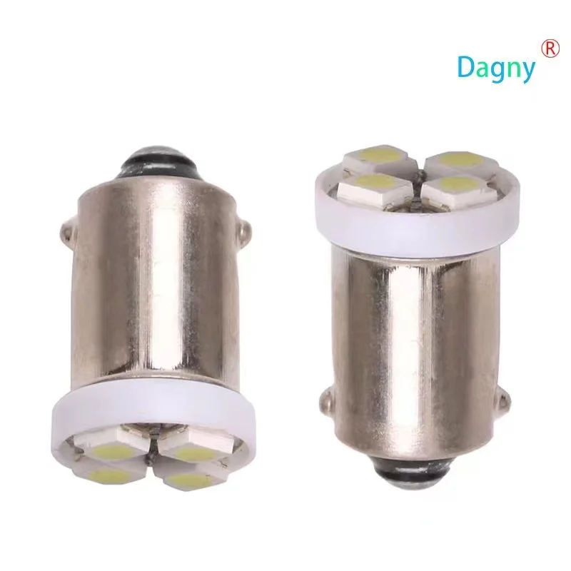 

100Pcs Car LED Ba9s 1210 4smd Reading Lamp License Plate Lamp Side Lamp Single Leg Round Head Led Lights For Car DC12V