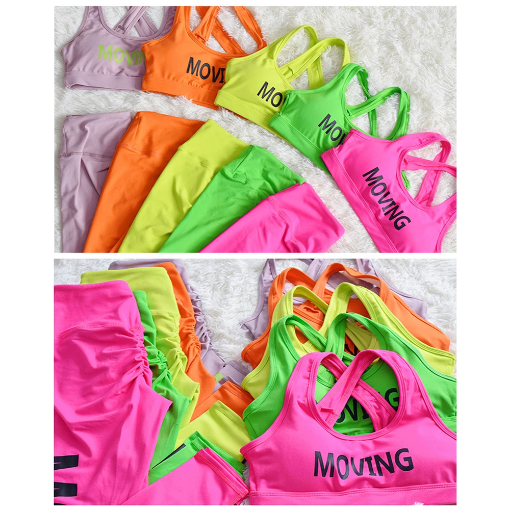 

2020New Fitness Set Seamless High Elasticity Athleisure Women Suit Gym Sports Buttocks Bra Legging Run Sportswear Sets