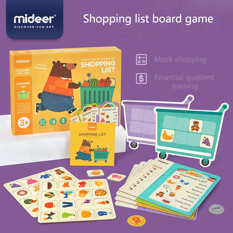 MiDeer-juguetes educativos para beb&eacute;s, juego de mesa con lista de compras, simulaci&oacute;n de supermercado, operaci&oacute;n de memoria, 3Y +, juego cognitivo de dinero para ni&ntilde;os-0