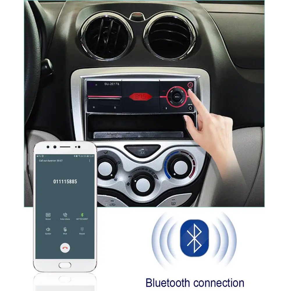 Авторадио автомобильное радио 12 в Bluetooth V2.0 20178 стерео тире 1 Din FM Aux вход приемник SD