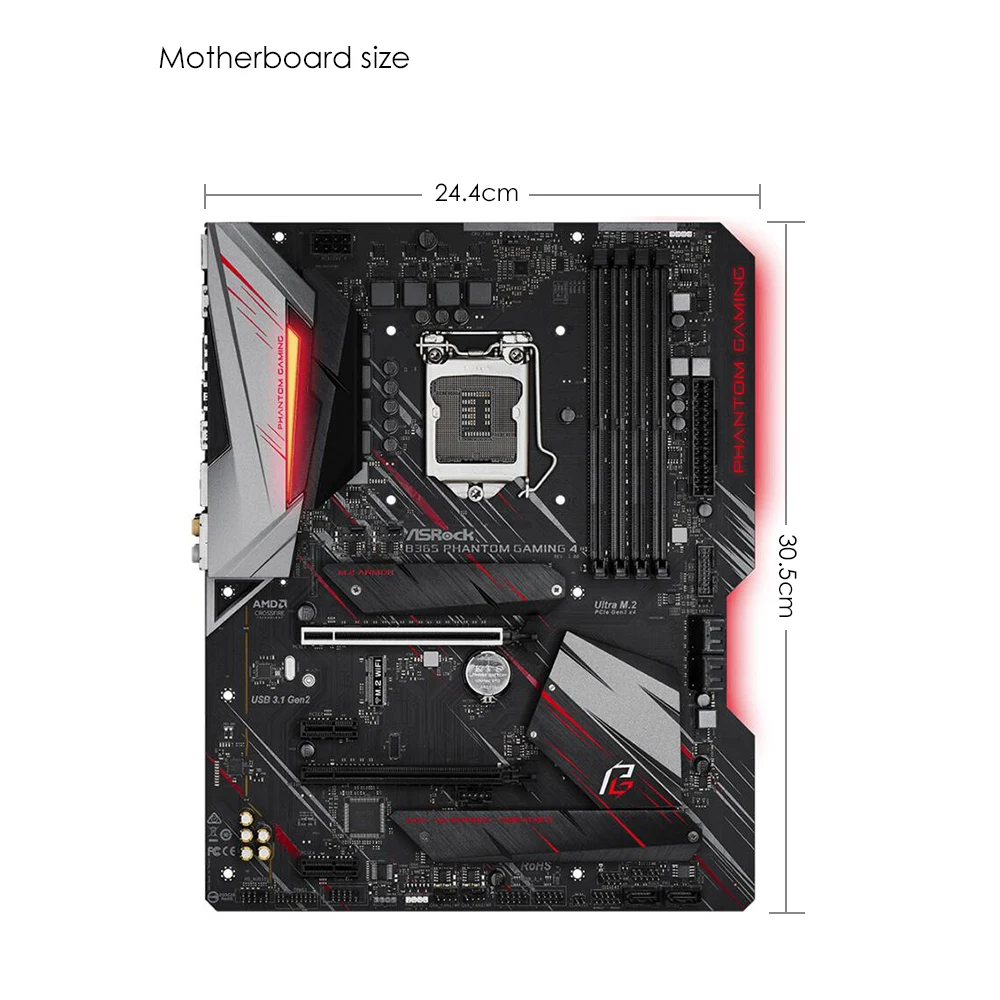 ASRock B365 Phantom Gaming 4 For Intel LGA 1151 Socket SATA3 Ultra M.2 Interface USB 3.1 Type A+C DDR4 ATX Desktop Mainboard | Компьютеры