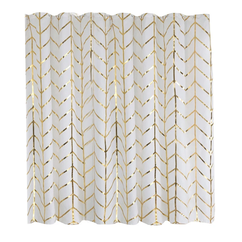 

Fabric Shower Curtain Set with 12 Hooks Geometric Patterned Shower Curtain Bathroom Curtain Decor 70.8X70.8Inch