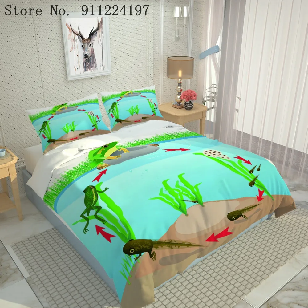 Средний аквариум для рыбок постельное белье 3D печатная лягушка Головастик