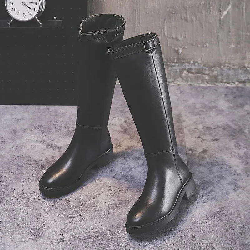 Модные высокие сапоги пикантные женские до колена обувь на шнуровке зимние