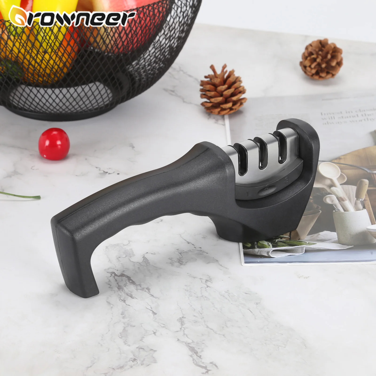 Knife Sharpener Professional Tungsten Diamond Whetstone Sharpening Stone Ceramic Grindstone Household Kitchen Tool Three Stage | Дом и сад