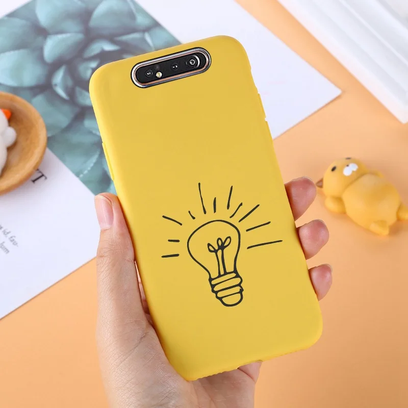 016 Yello ТПУ чехол для samsung Galaxy A80 силиконовый милый для samsung задняя крышка A 80 A805F A50 A70 A10 A20 A10S A40 протектор черный - Цвет: 016