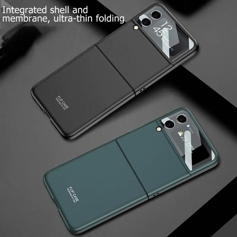 Стеклянный + Ультратонкий чехол 2 в 1 для Samsung Galaxy Z Flip 3 чехлы Жесткий Чехол из
