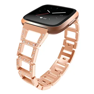 Stainless Steel Bands Compatible with Fitbit Versa Women Bling Replacement Bracelet with Buckle Accessories WB236